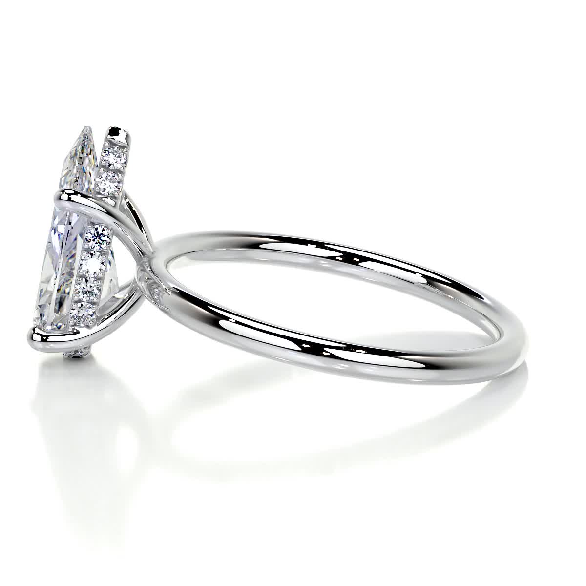 2.0 CT Pear Cut Lab Grown Diamond Engagement Ring with Hidden Halo Elegance