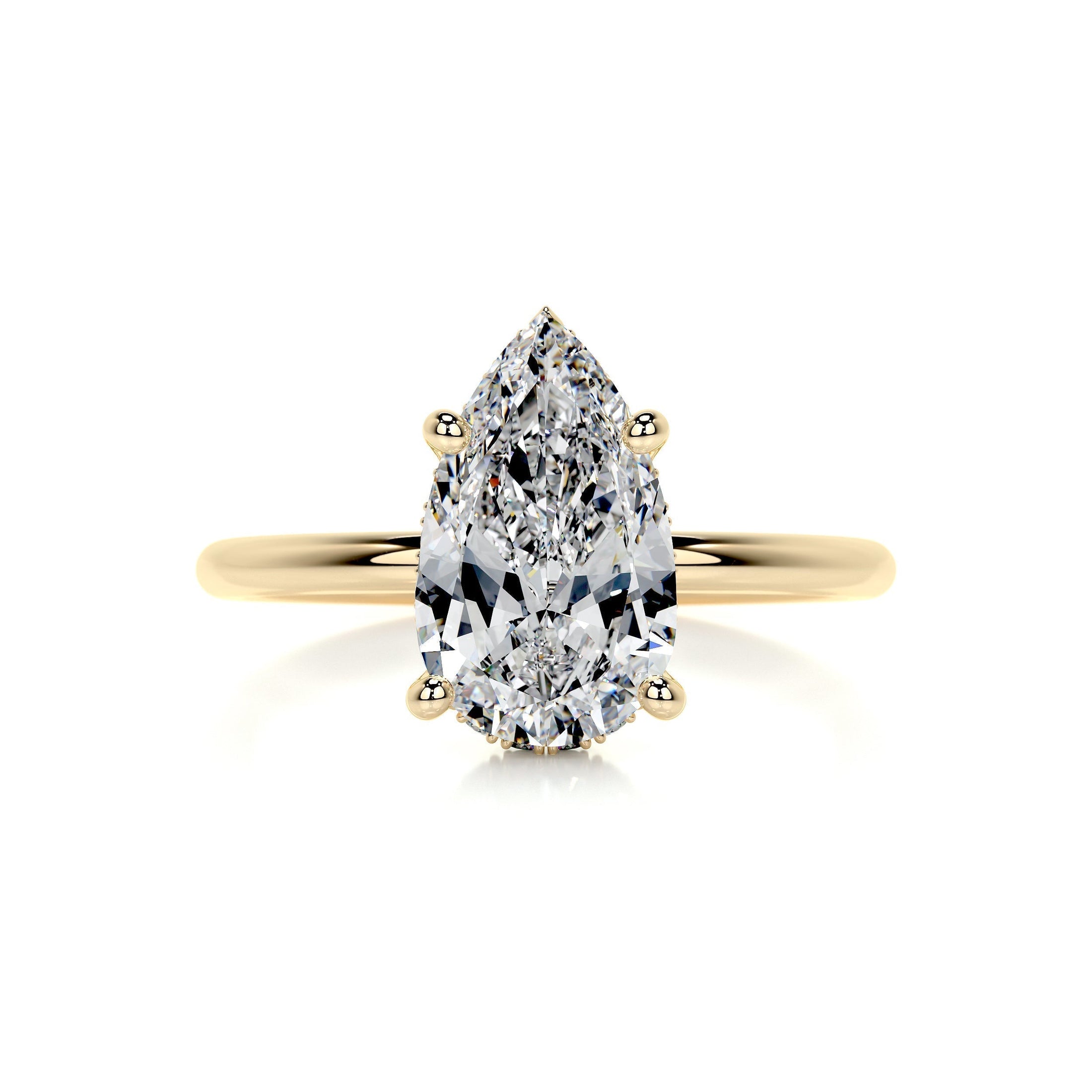 2.0 CT Pear Cut Lab Grown Diamond Engagement Ring with Hidden Halo Elegance