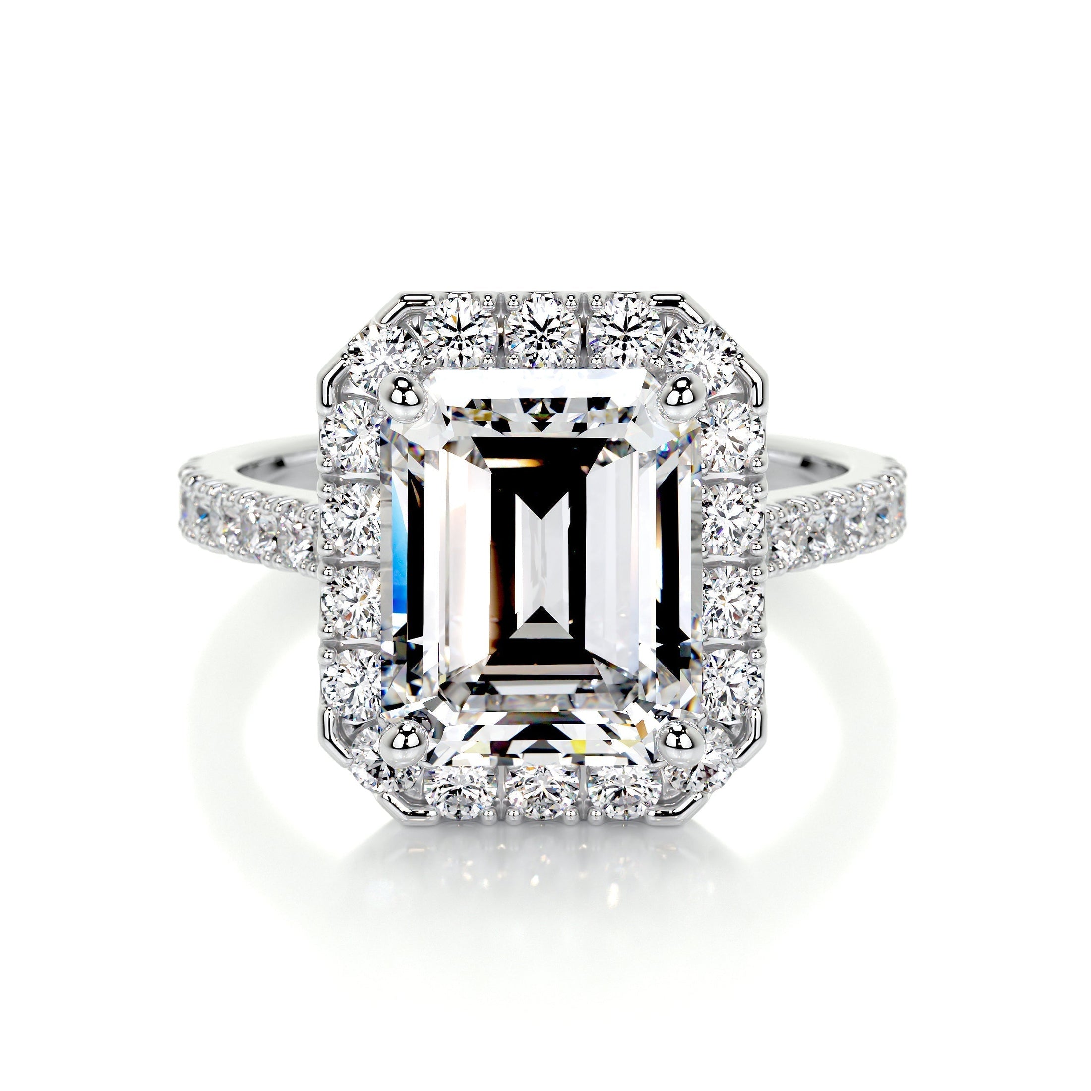 1.50 CT Emerald Cut Lab Grown Diamond Halo Engagement Ring 4