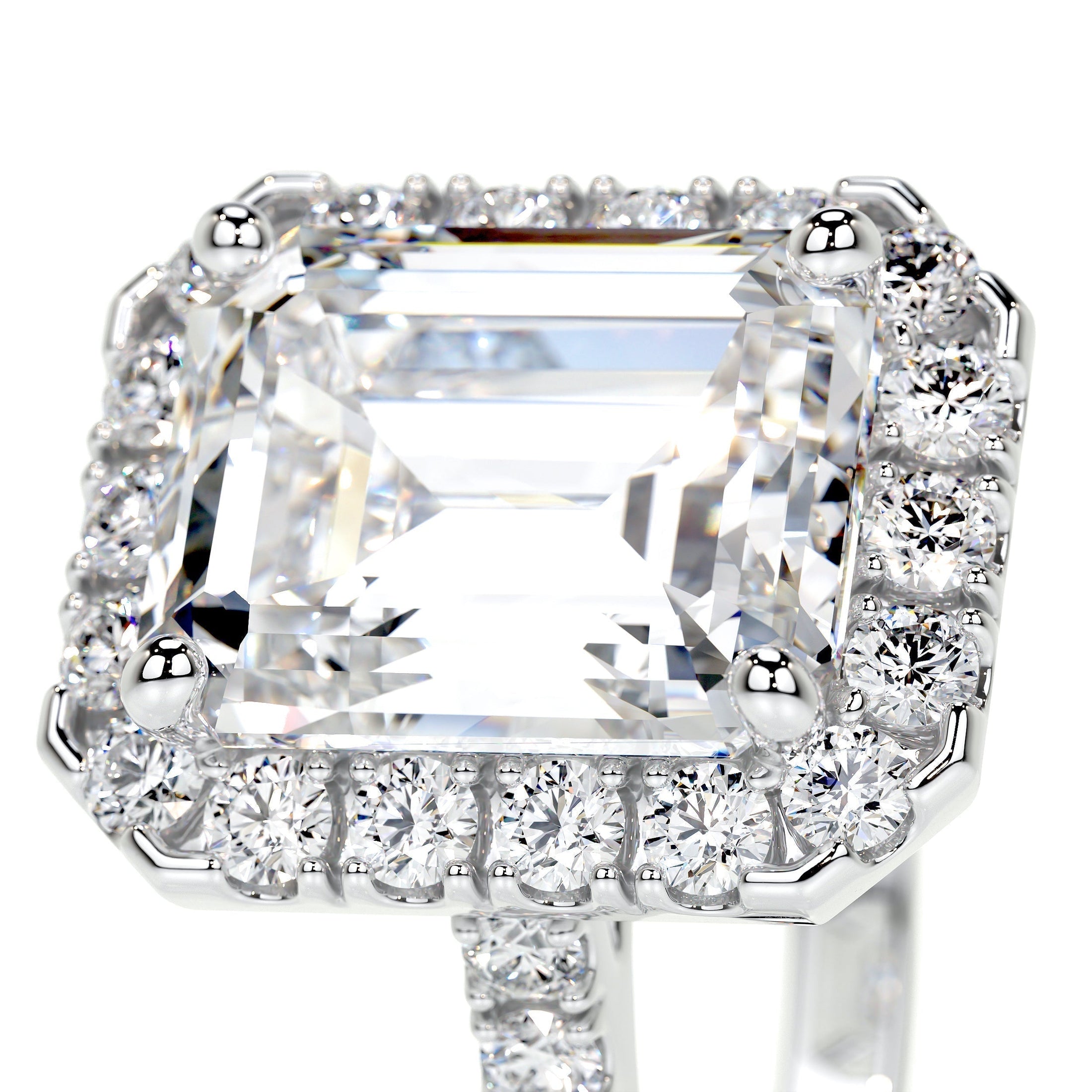 1.50 CT Emerald Cut Lab Grown Diamond Halo Engagement Ring 7