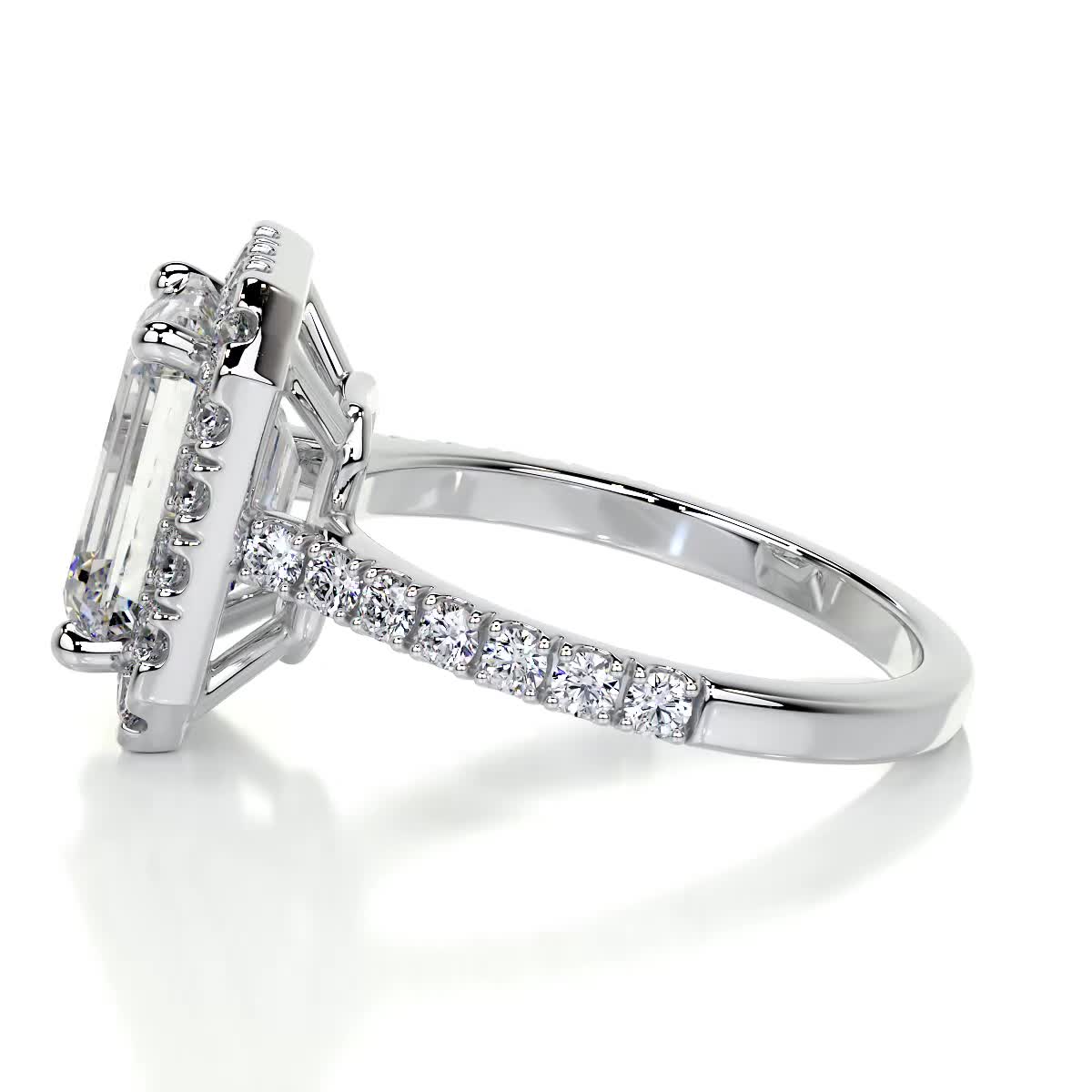 1.50 CT Emerald Cut Lab Grown Diamond Halo Engagement Ring 5