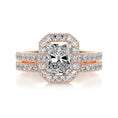 Load image into Gallery viewer, 1.50 CT Radiant Lab Grown Diamond Halo Bridal Ring Set
