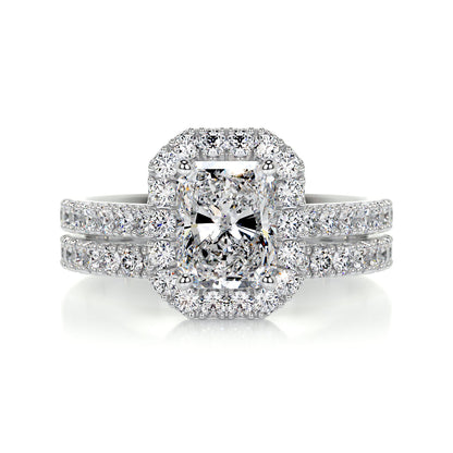 1.50 CT Radiant Lab Grown Diamond Halo Bridal Ring Set 1