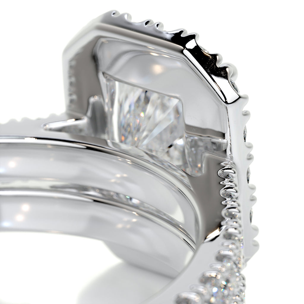 1.50 CT Radiant Lab Grown Diamond Halo Bridal Ring Set 3