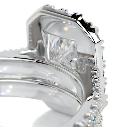 1.50 CT Radiant Lab Grown Diamond Halo Bridal Ring Set 3
