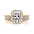 Load image into Gallery viewer, 1.50 CT Radiant Lab Grown Diamond Halo Bridal Ring Set
