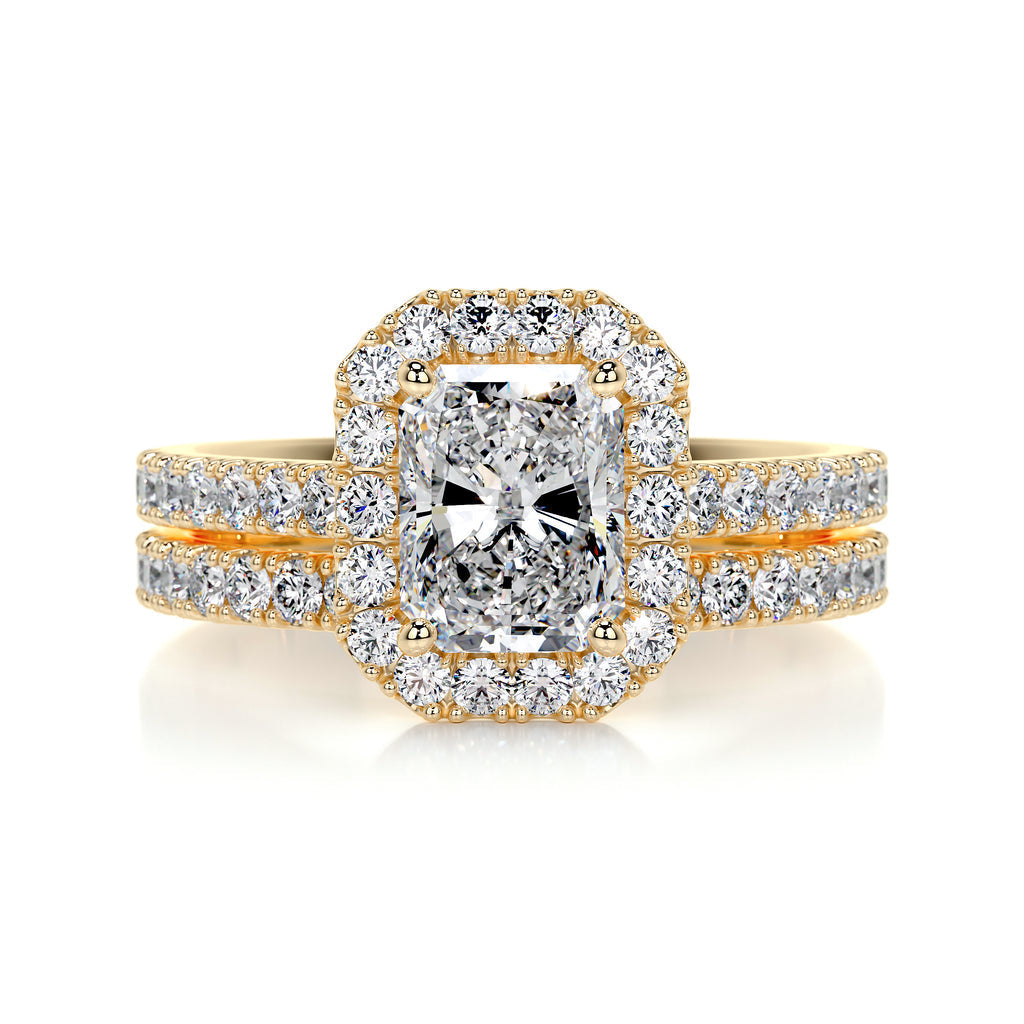 1.50 CT Radiant Lab Grown Diamond Halo Bridal Ring Set 6