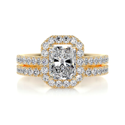1.50 CT Radiant Lab Grown Diamond Halo Bridal Ring Set 6