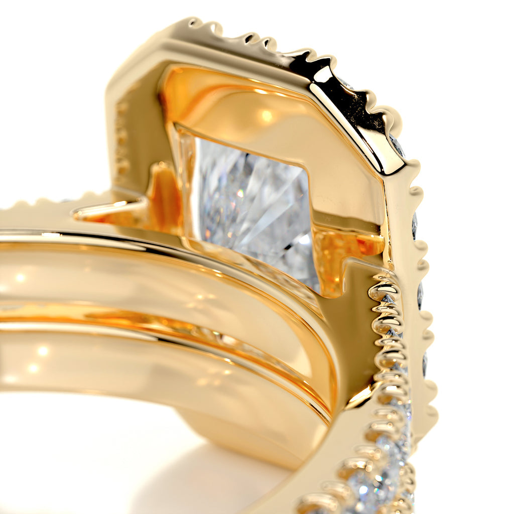 1.50 CT Radiant Lab Grown Diamond Halo Bridal Ring Set 8