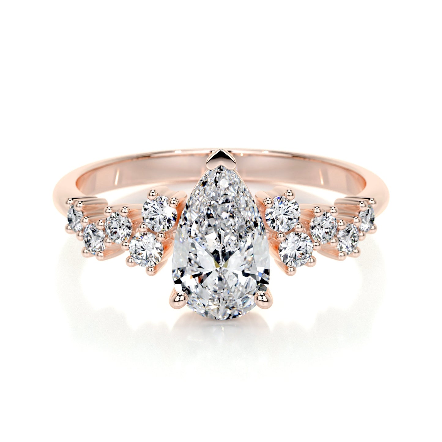 1.0 CT Pear-Shaped Lab Grown Diamond Cluster Engagement Ring 6