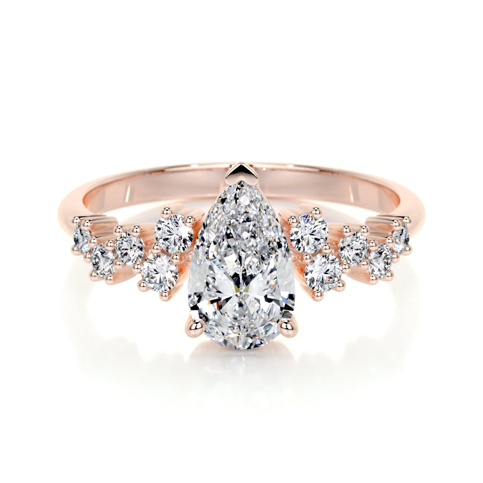 1.0 CT Pear-Shaped Lab Grown Diamond Cluster Engagement Ring 6