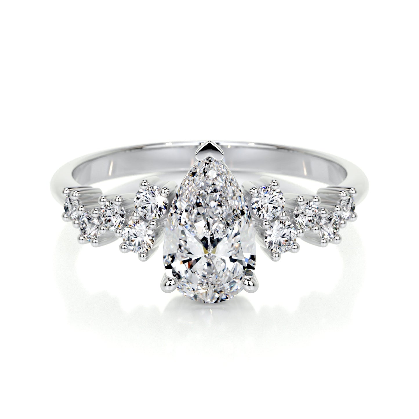 1.0 CT Pear-Shaped Lab Grown Diamond Cluster Engagement Ring 1