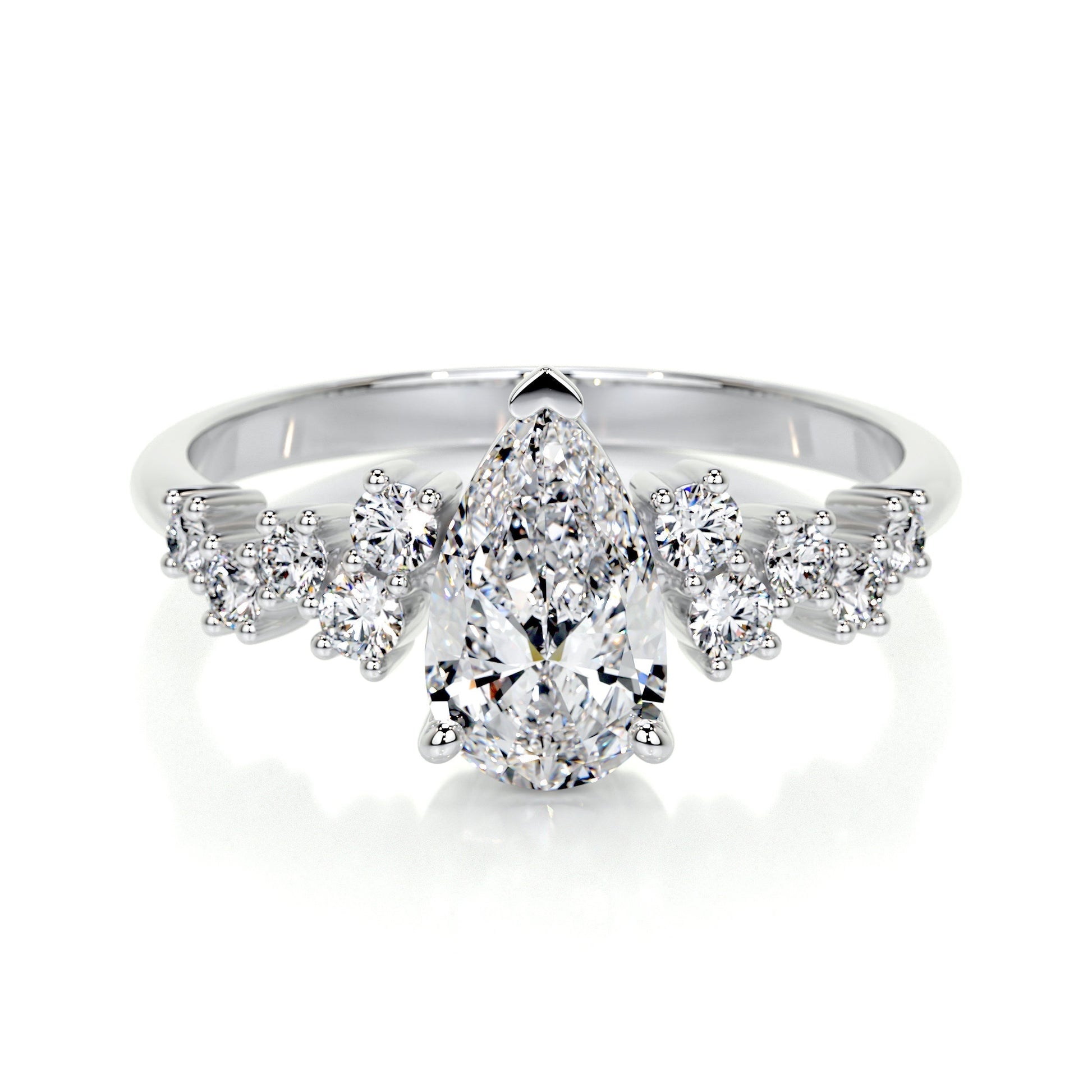 1.0 CT Pear-Shaped Lab Grown Diamond Cluster Engagement Ring 1