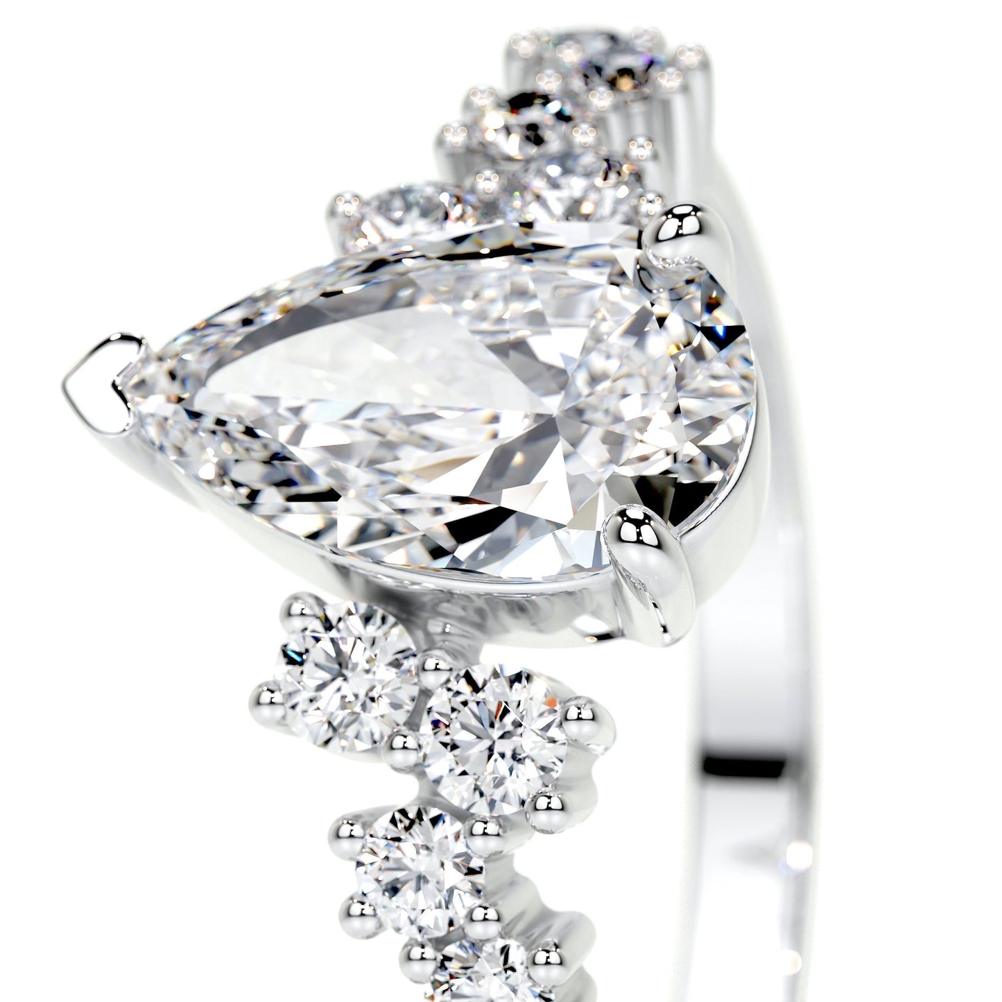 1.0 CT Pear-Shaped Lab Grown Diamond Cluster Engagement Ring 2