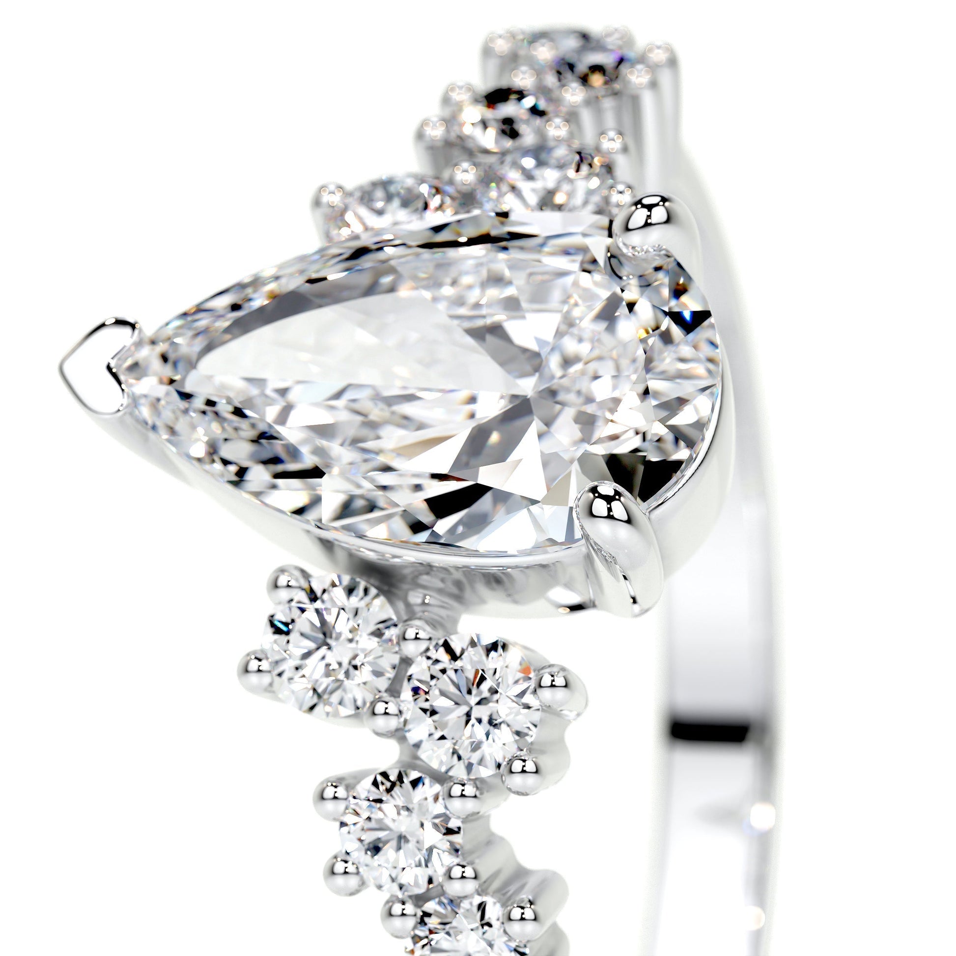 1.0 CT Pear-Shaped Lab Grown Diamond Cluster Engagement Ring 2