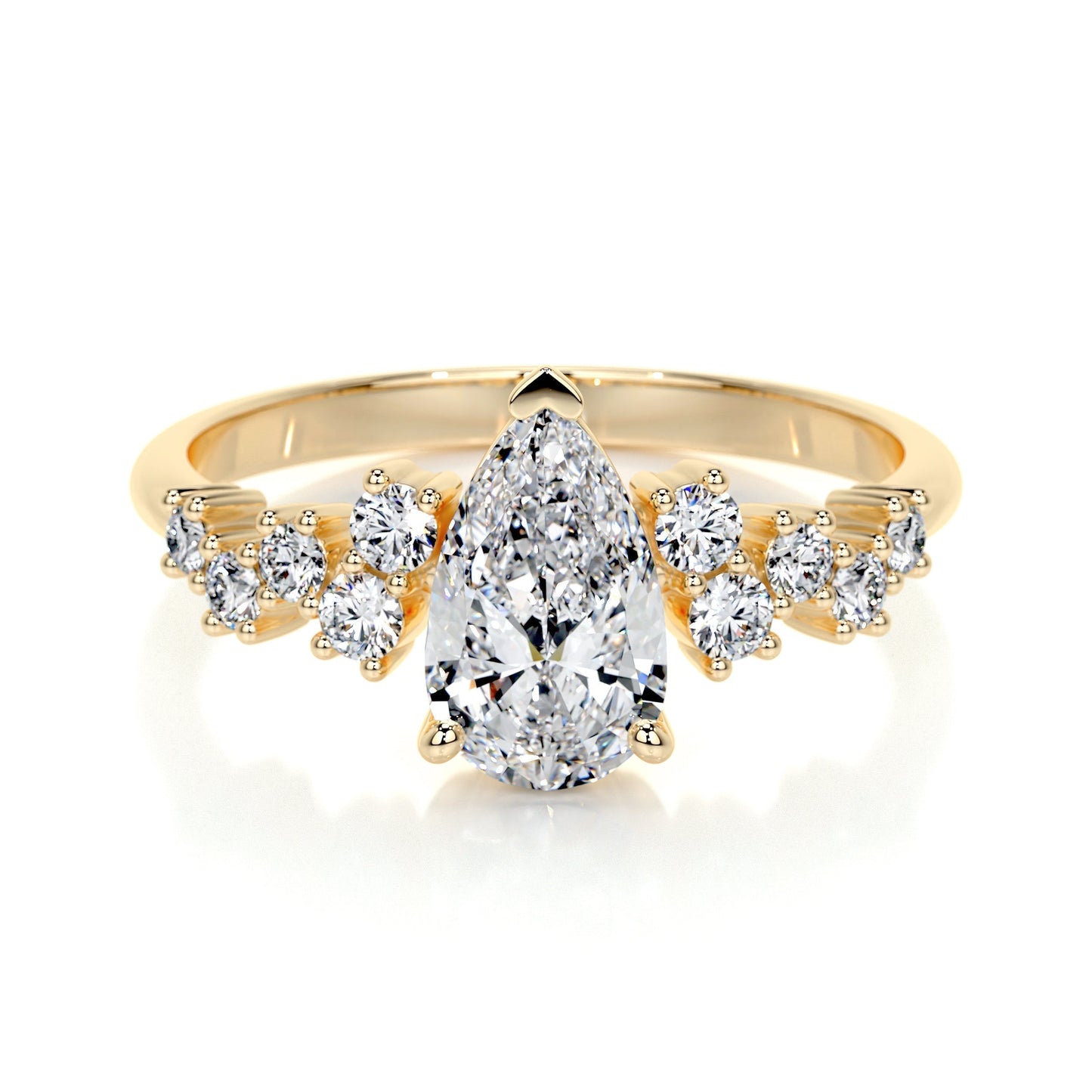 1.0 CT Pear-Shaped Lab Grown Diamond Cluster Engagement Ring 5
