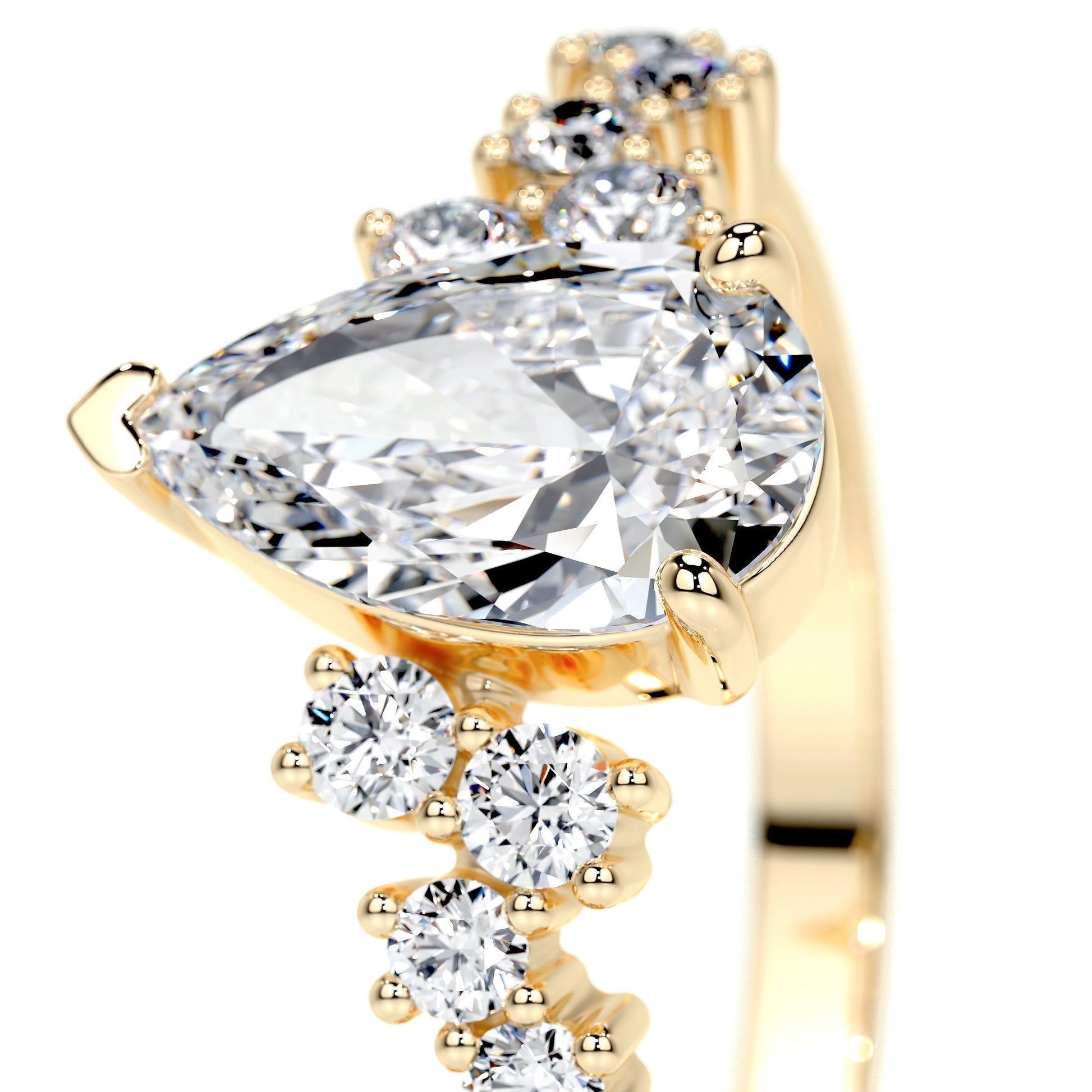 1.0 CT Pear-Shaped Lab Grown Diamond Cluster Engagement Ring 7