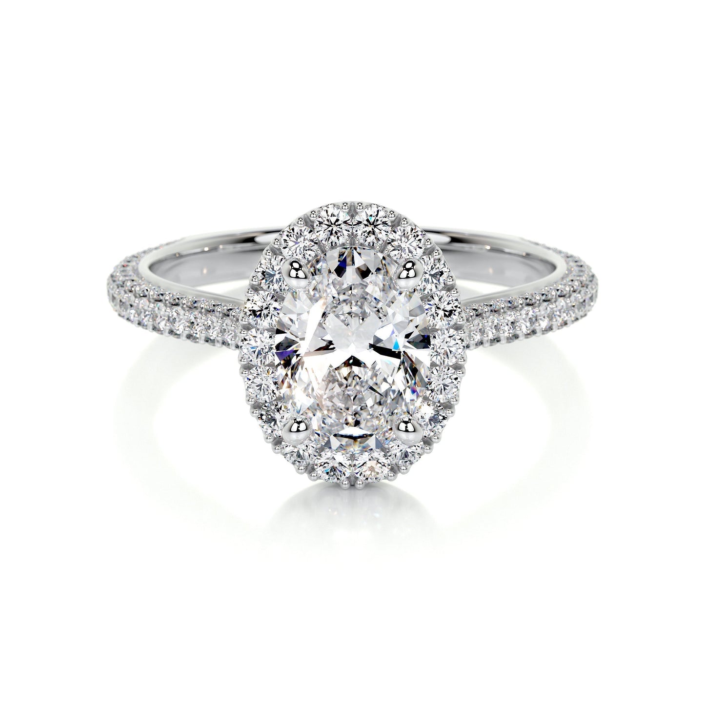 Radiant 1.50 CT Oval Lab Grown Diamond Halo Engagement Ring 1