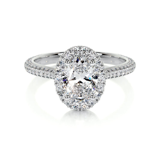 Radiant 1.50 CT Oval Lab Grown Diamond Halo Engagement Ring