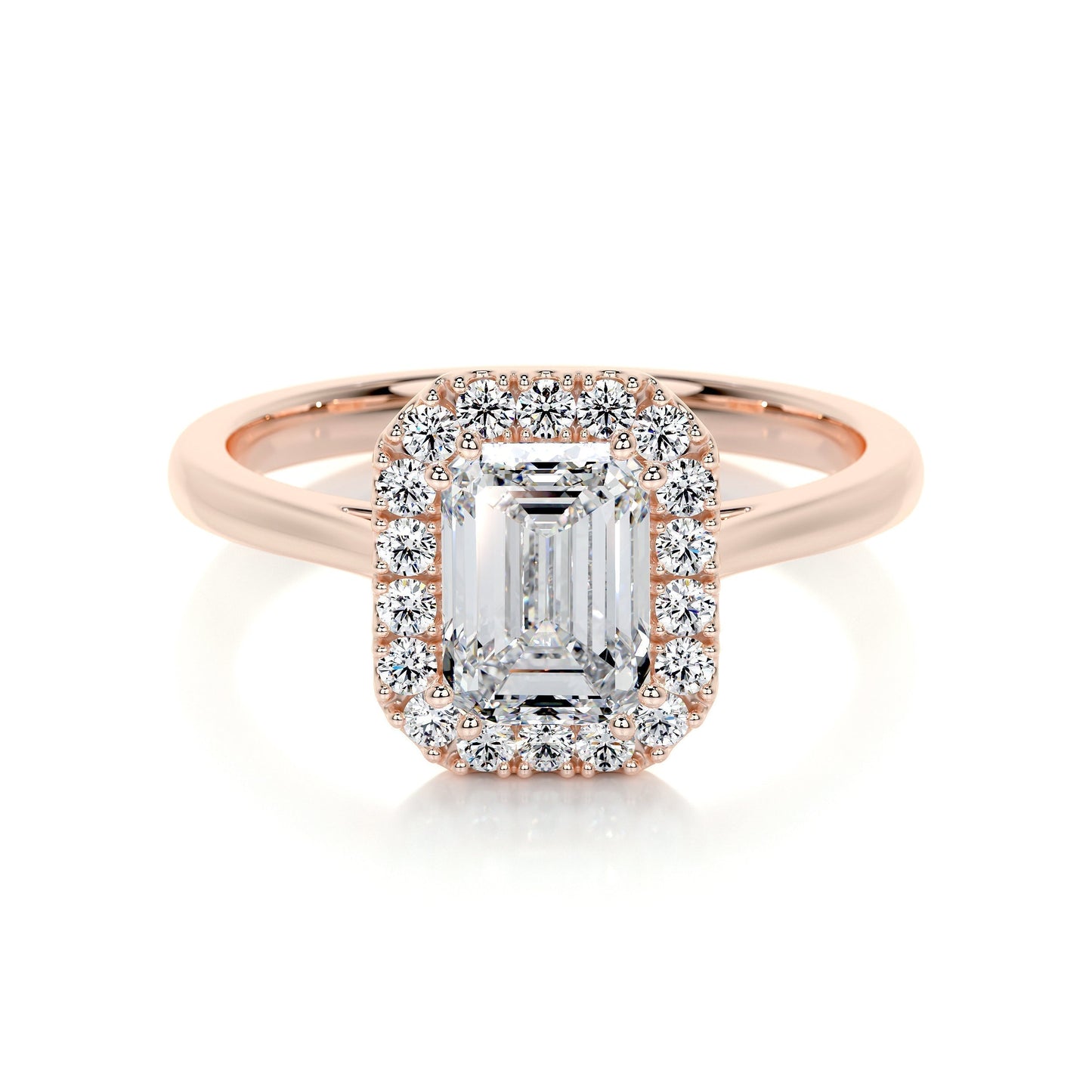 1.0 CT Emerald Halo CVD E/VS2 Diamond Engagement Ring 11