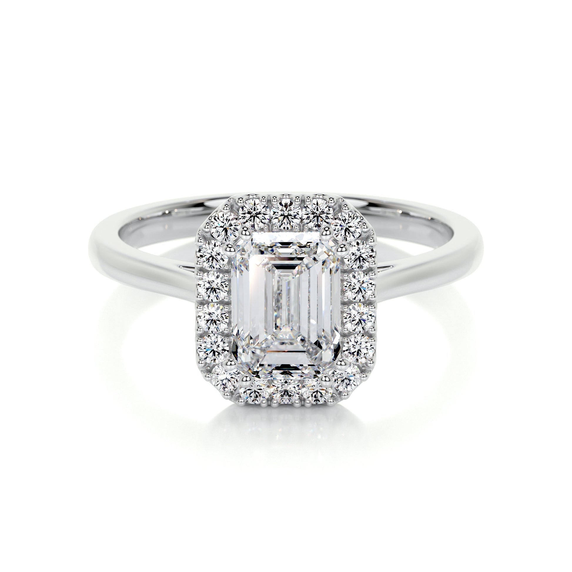 1.0 CT Emerald Halo CVD E/VS2 Diamond Engagement Ring 1