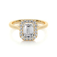 Load image into Gallery viewer, 1.0 CT Emerald Lab Grown Diamond Halo Engagement Ring in Gold Setting
