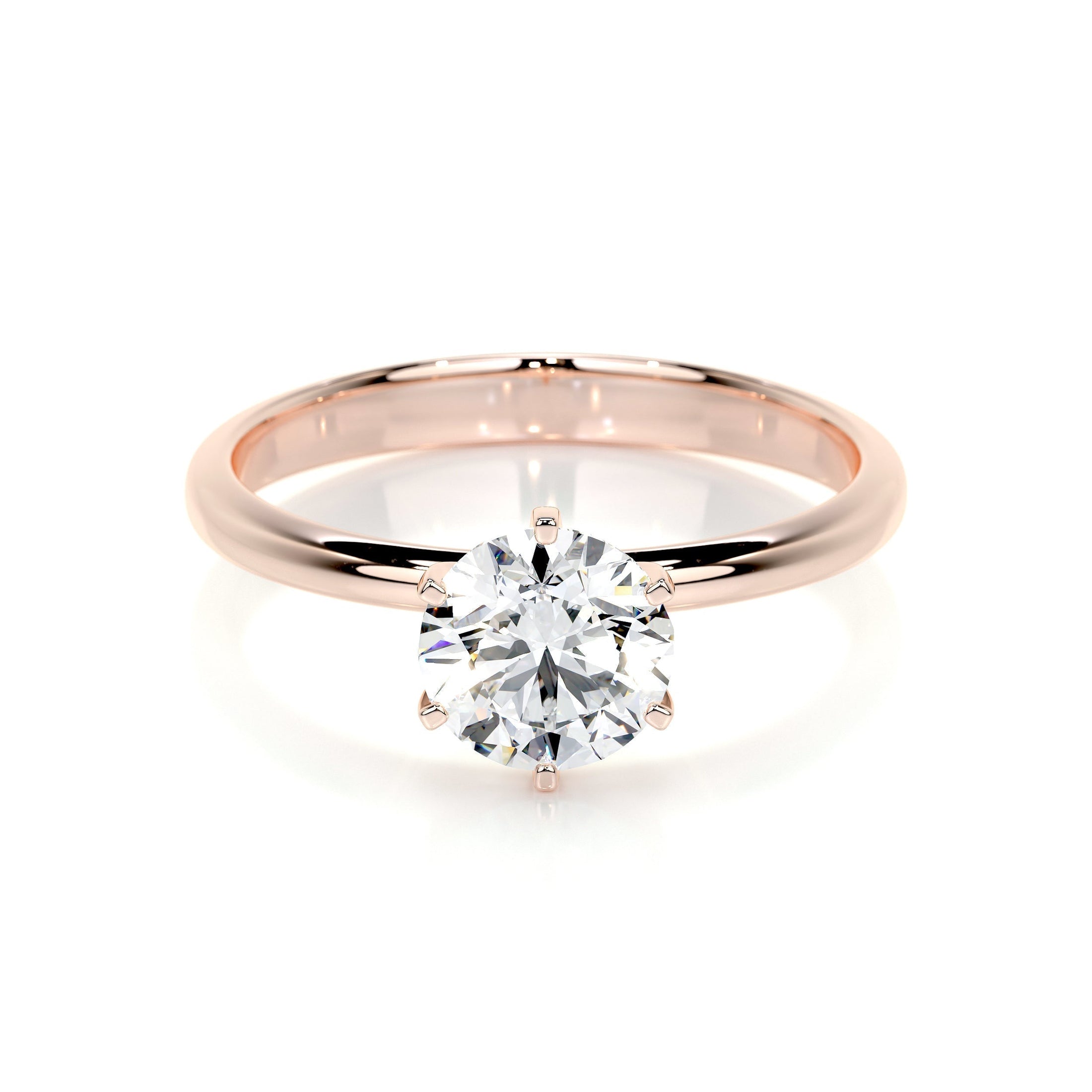 1.0 CT Round Lab Grown Diamond Gold Solitaire Engagement Ring