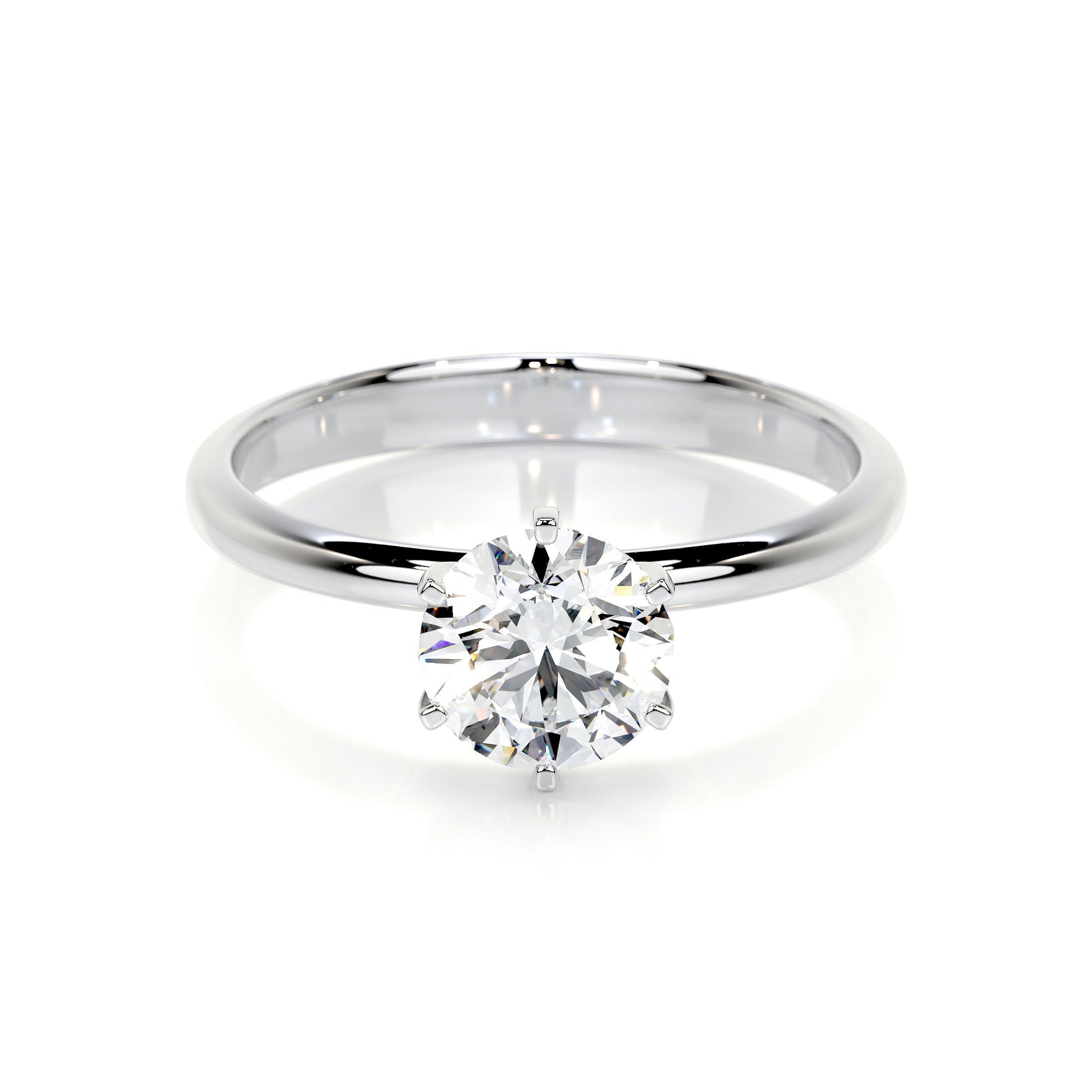 1.0 CT Round Lab Grown Diamond Gold Solitaire Engagement Ring