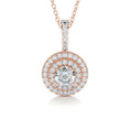 Load image into Gallery viewer, 0.50 TCW Round Lab Grown Diamond Double Halo Pendant Necklace
