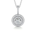 Load image into Gallery viewer, 0.50 TCW Round Lab Grown Diamond Double Halo Pendant Necklace
