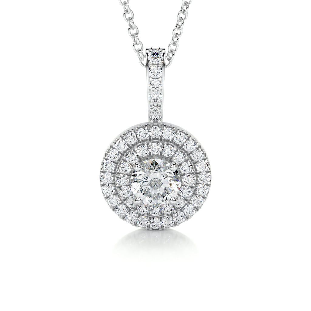 0.50 TCW Round Lab Grown Diamond Double Halo Pendant Necklace