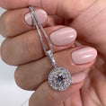 Load image into Gallery viewer, 0.50 TCW Round Lab Grown Diamond Double Halo Pendant Necklace
