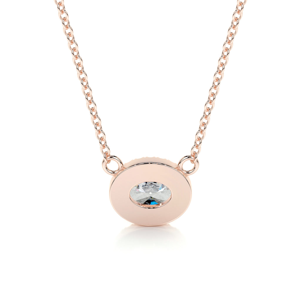 1.0 CT Oval Lab Grown Diamond Halo  Necklace