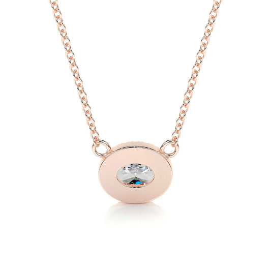 1.0 CT Oval Lab Grown Diamond Halo  Necklace