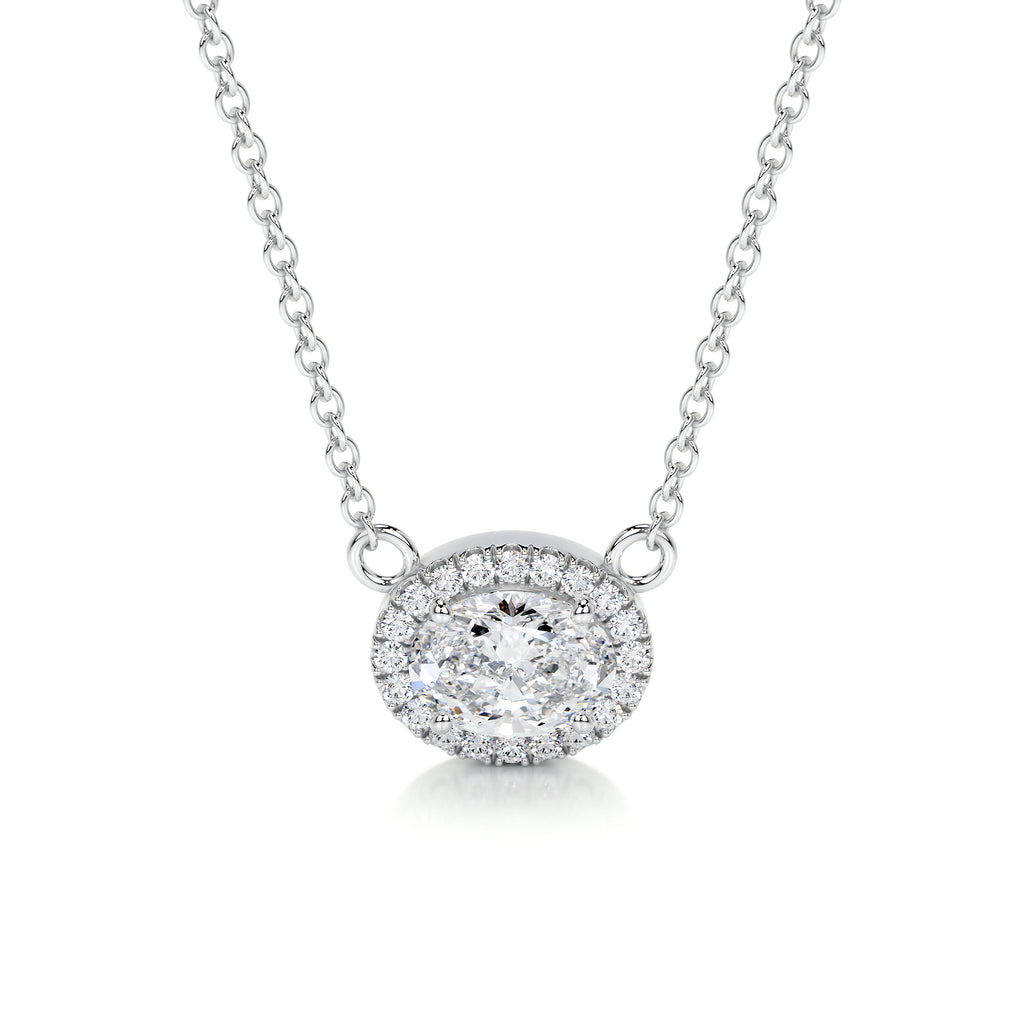 1.0 CT Oval Lab Grown Diamond Halo  Necklace