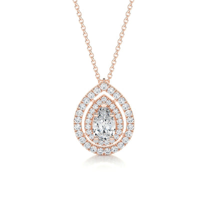1.0 CT Pear Lab Grown Diamond Double Halo Pendant Necklace 13