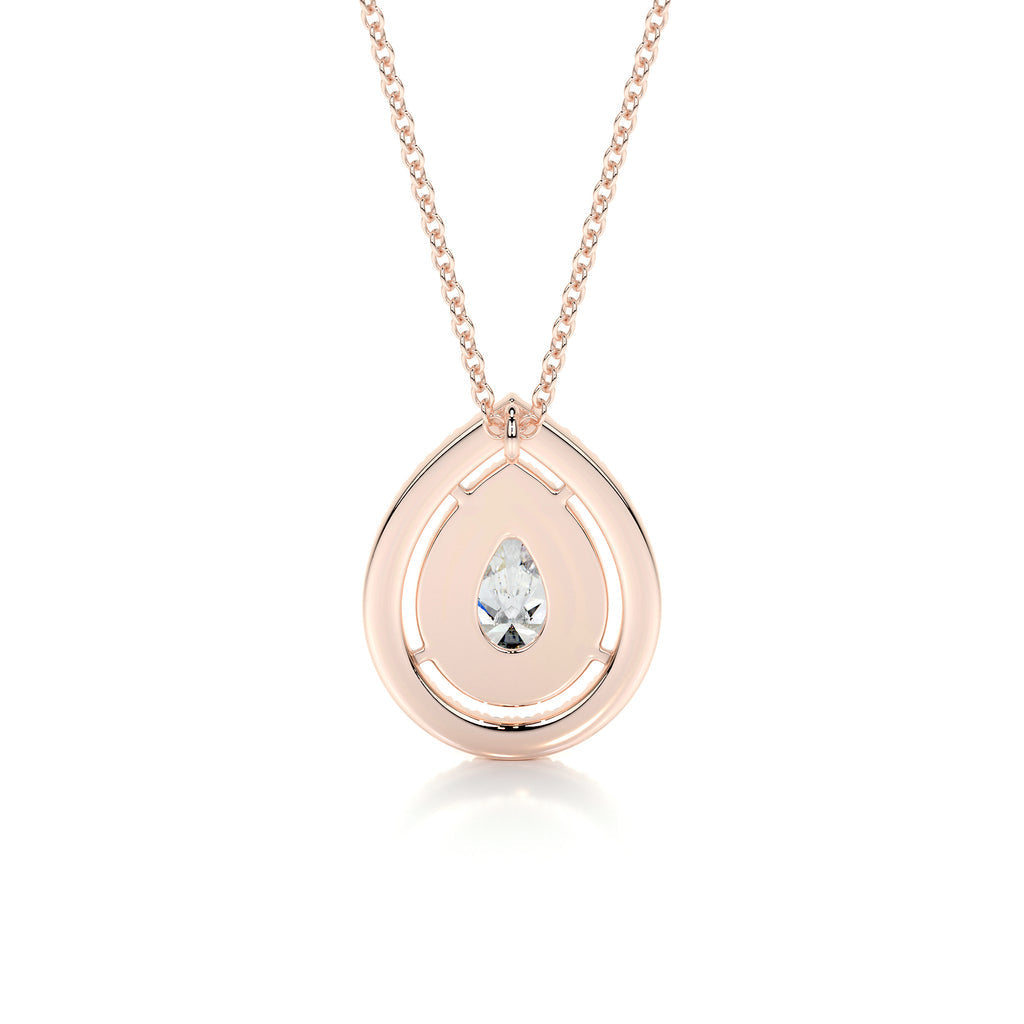 1.0 CT Pear Lab Grown Diamond Double Halo Pendant Necklace 17