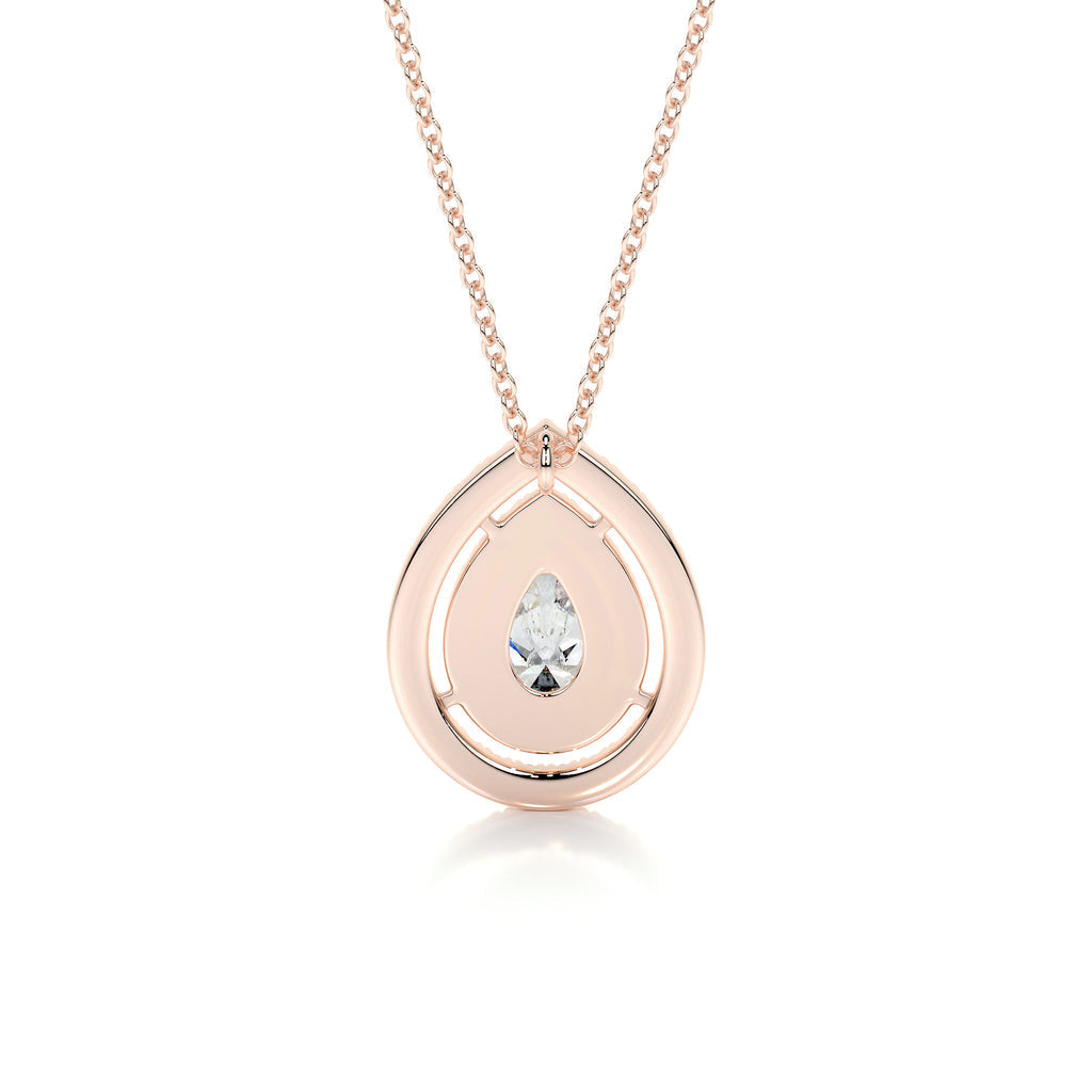 1.0 CT Pear Lab Grown Diamond Double Halo Pendant Necklace 17