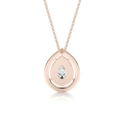 1.0 CT Pear Lab Grown Diamond Double Halo Pendant Necklace 17