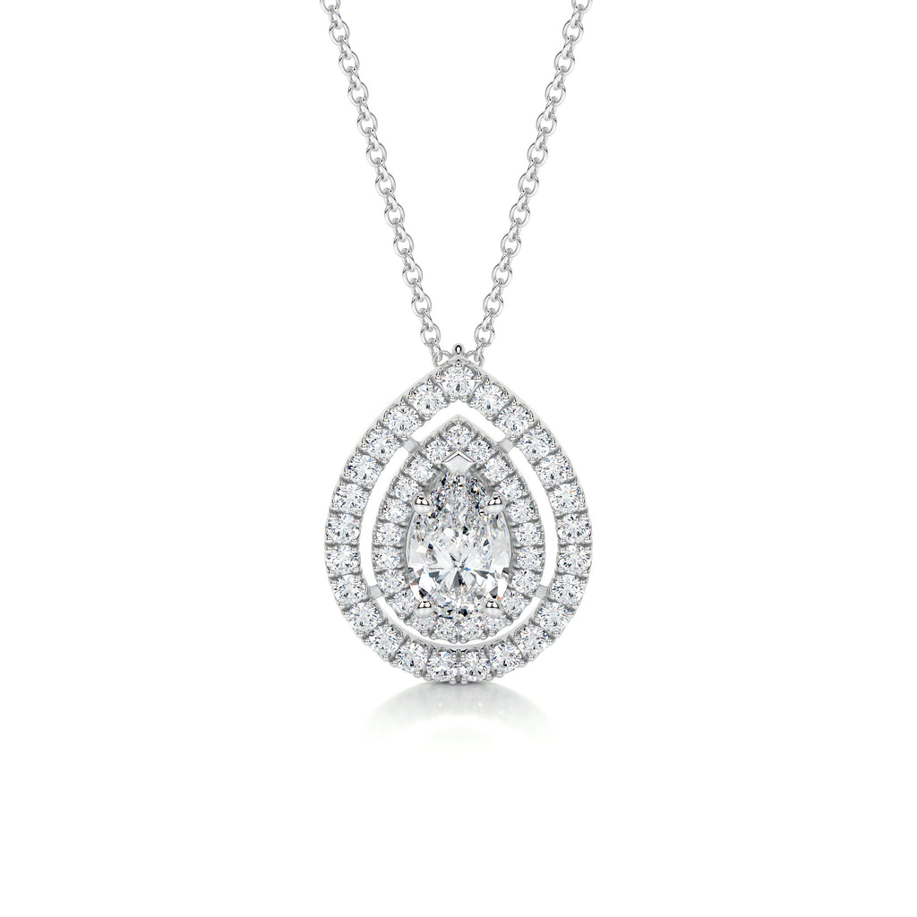 1.0 CT Pear Lab Grown Diamond Double Halo Pendant Necklace 1