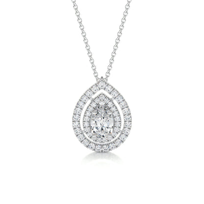 1.0 CT Pear Lab Grown Diamond Double Halo Pendant Necklace 1