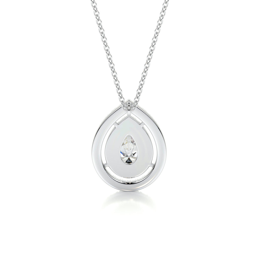 1.0 CT Pear Lab Grown Diamond Double Halo Pendant Necklace 7