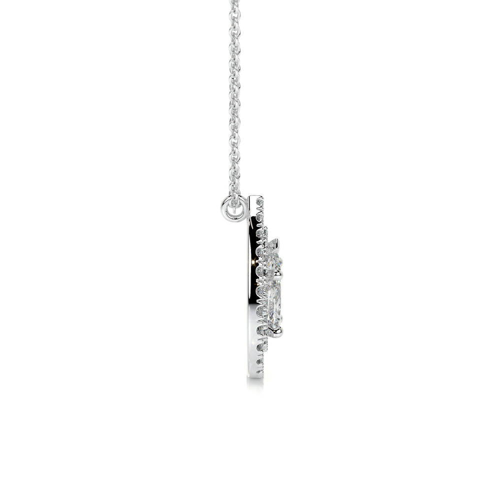 1.0 CT Pear Lab Grown Diamond Double Halo Pendant Necklace