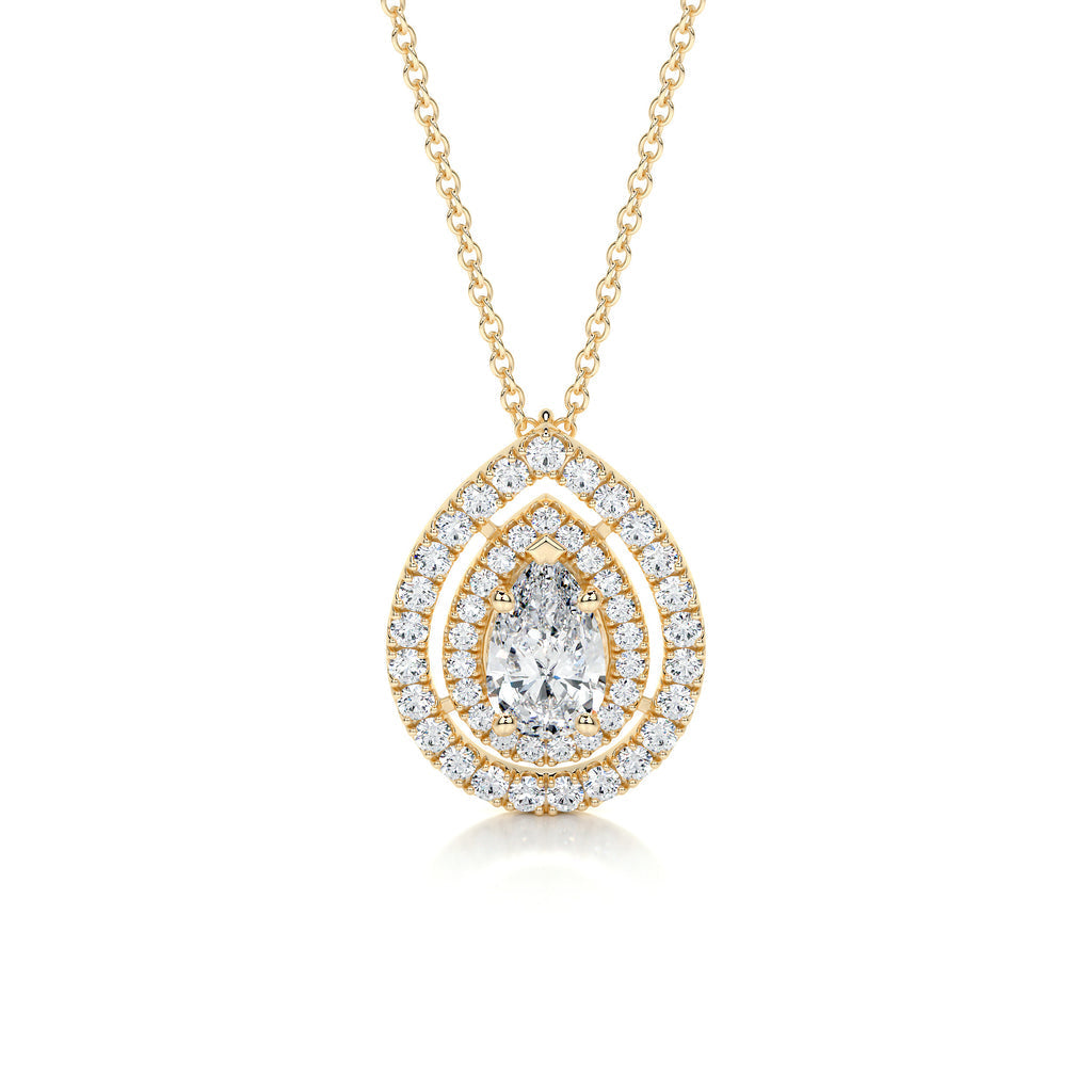 1.0 CT Pear Lab Grown Diamond Double Halo Pendant Necklace 8