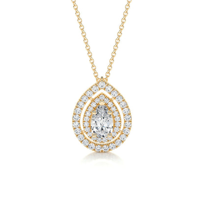 1.0 CT Pear Lab Grown Diamond Double Halo Pendant Necklace 8