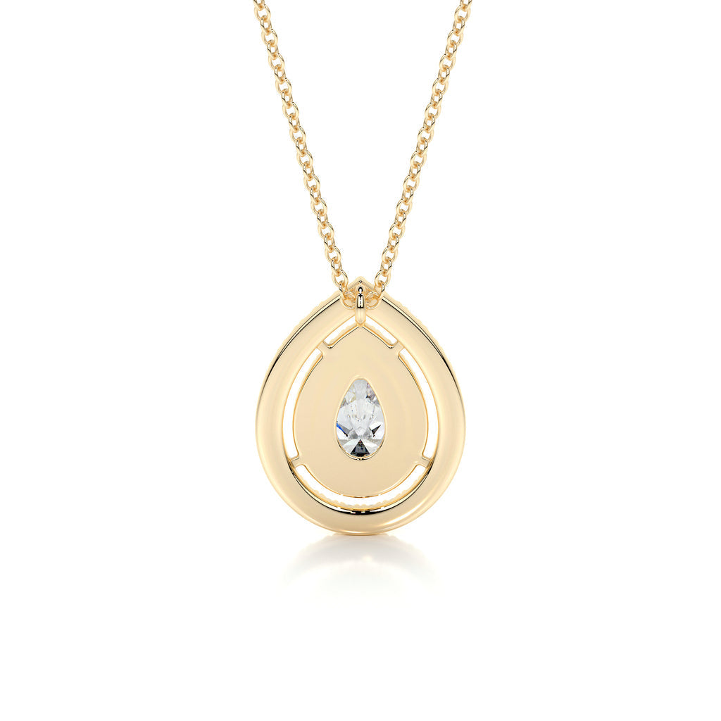 1.0 CT Pear Lab Grown Diamond Double Halo Pendant Necklace 12
