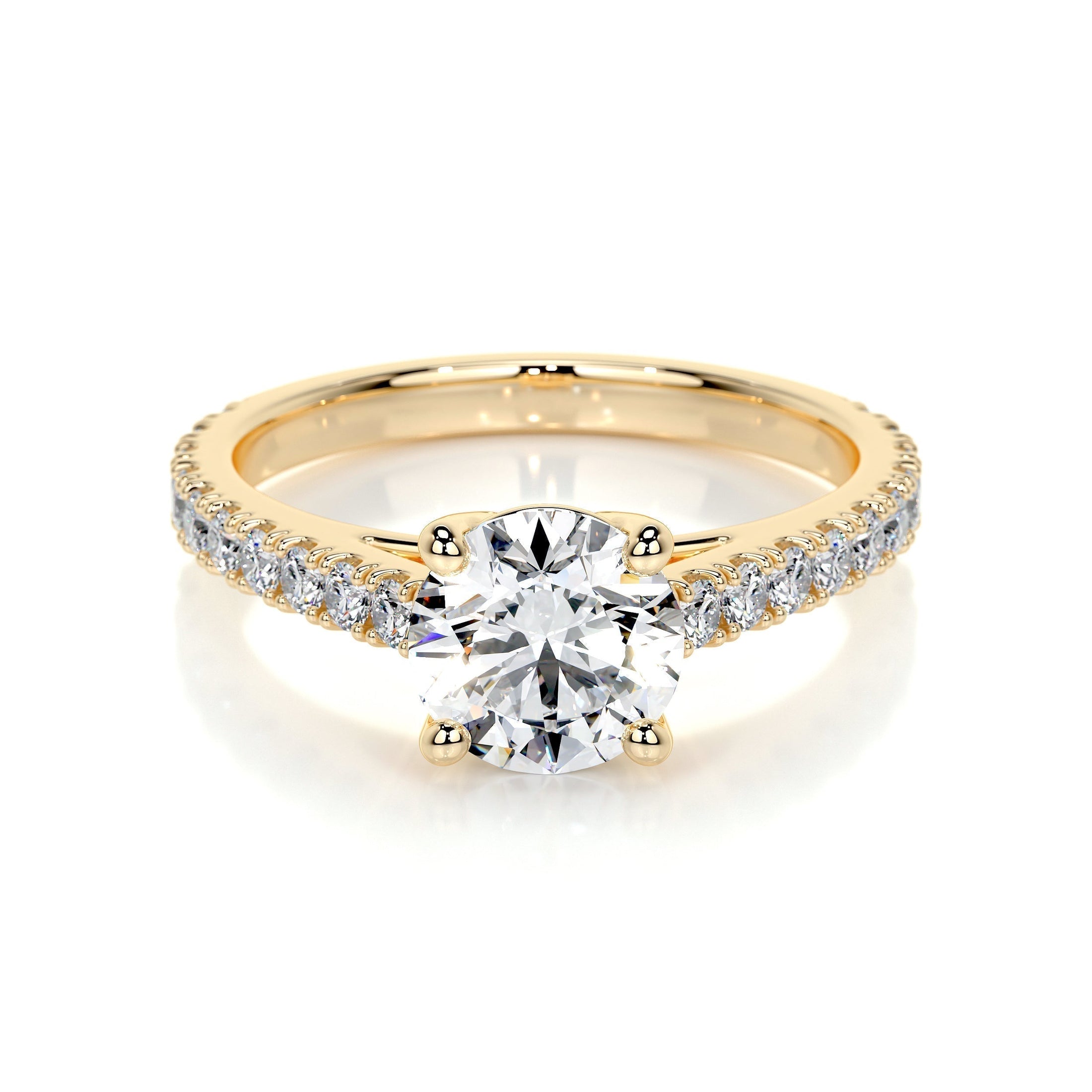 0.80 CT Round Lab Grown Diamond Pave Engagement Ring