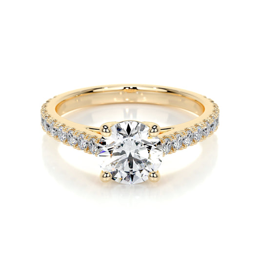 0.80 CT Round Lab Grown Diamond Pave Engagement Ring