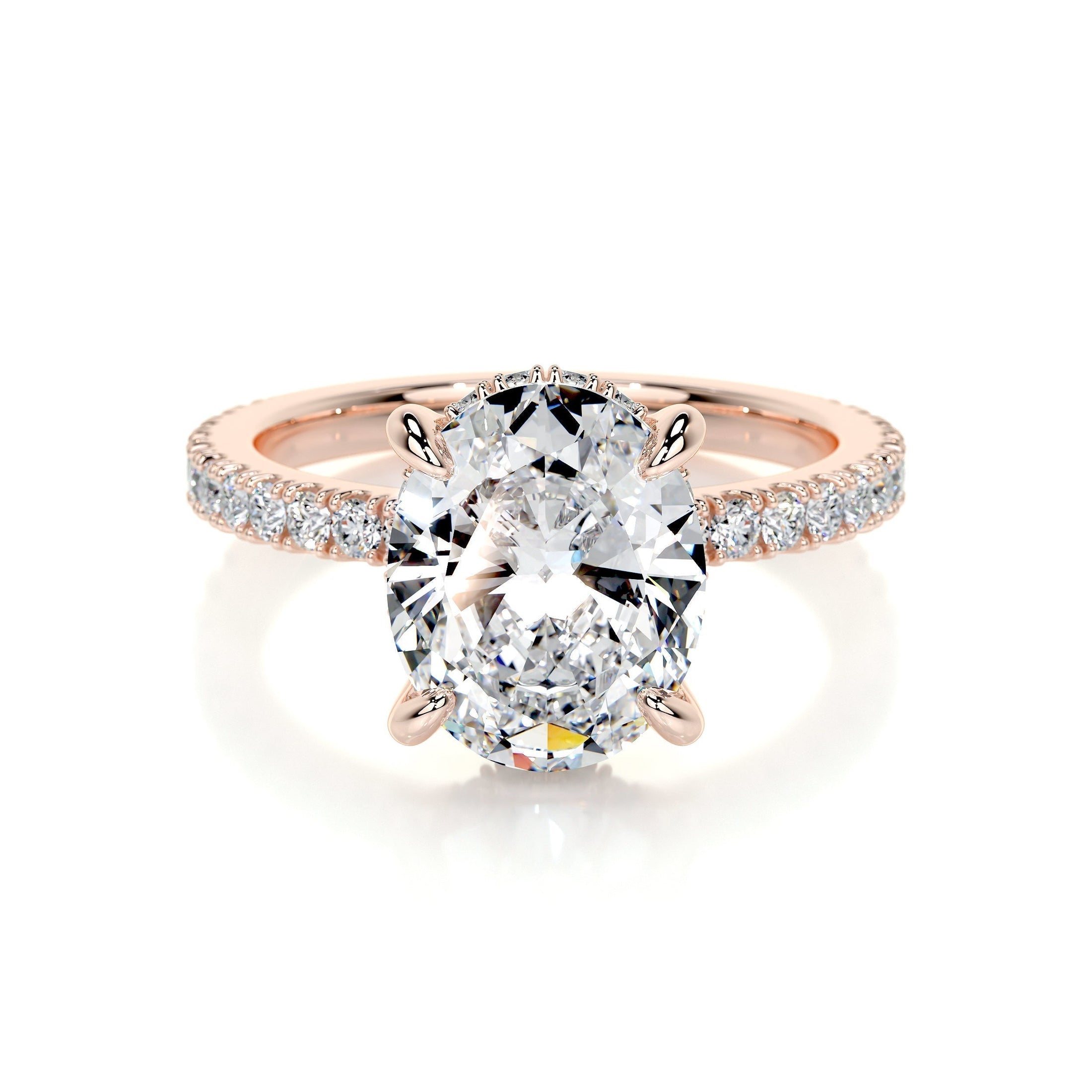 2.0 CT Oval Lab Grown Diamond Hidden Halo Engagement Ring