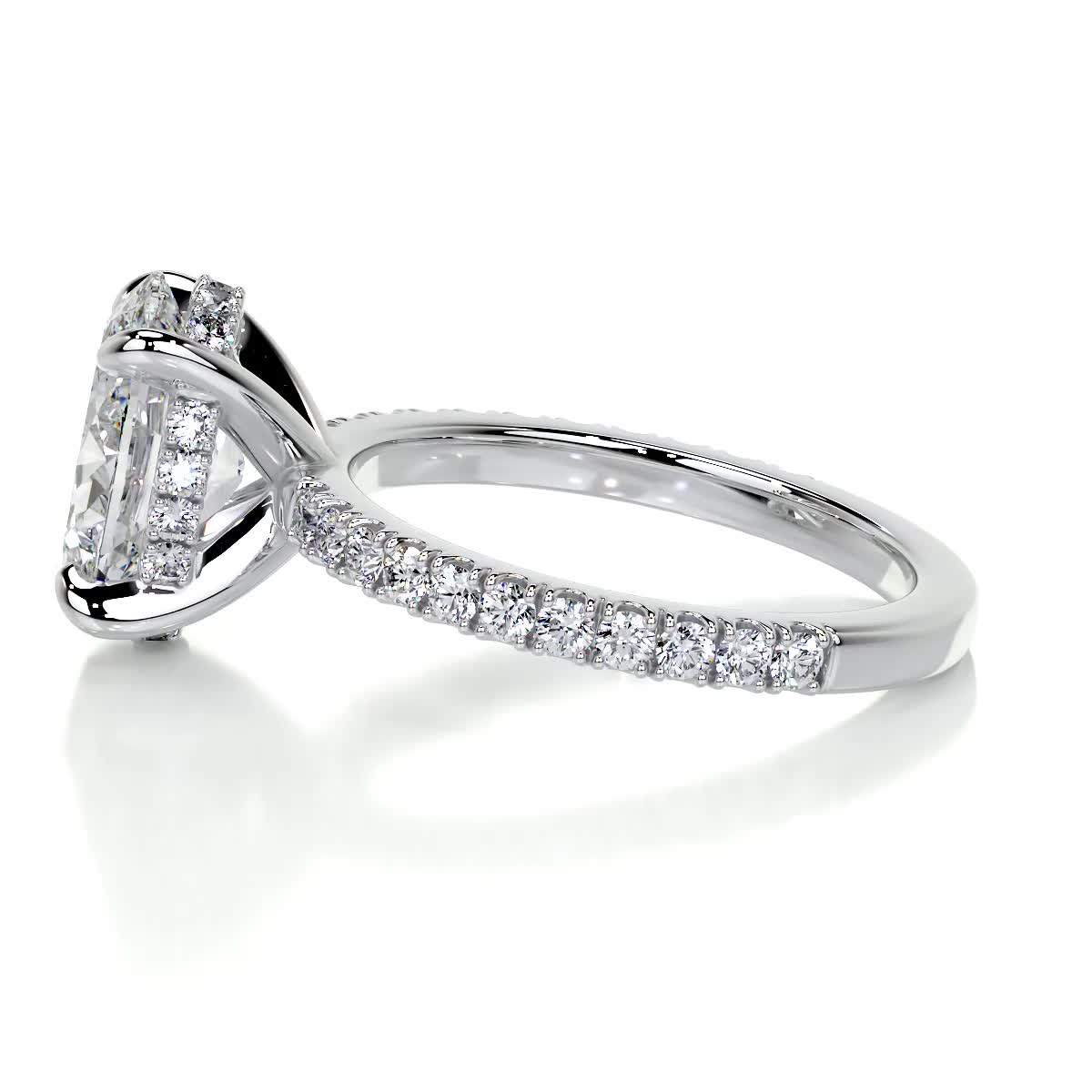 2.0 CT Oval Lab Grown Diamond Hidden Halo Engagement Ring